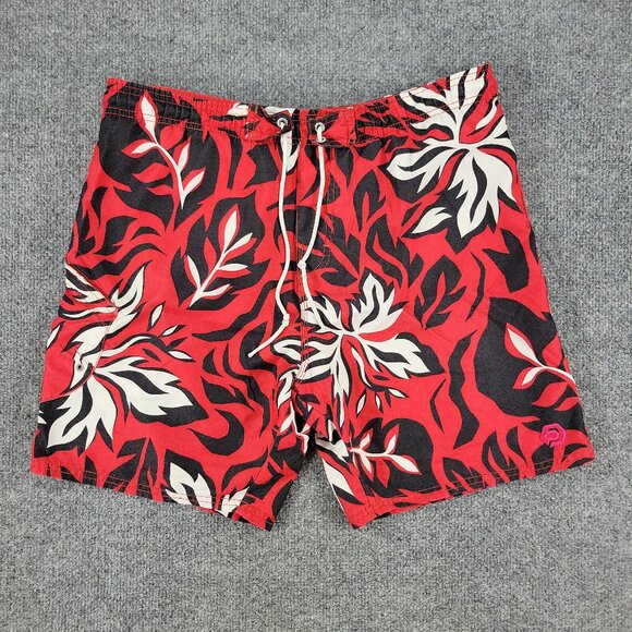 OP Other - Op Ocean Pacific Shorts Men Medium Red Swim Trunks Logo Pocket Drawstring Lining